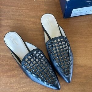 NWT NIB Cole Haan Payson Black Woven Mules